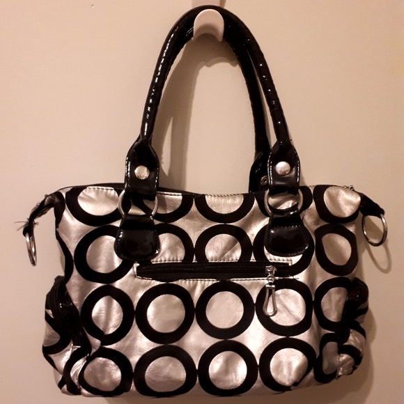 Silver Purse with Black Velvet Pattern - Picture 2 of 4